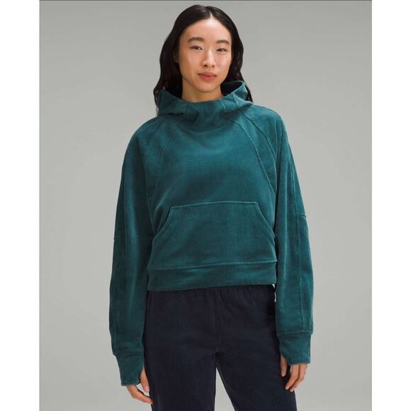 Lululemon Scuba Oversize Velvet Cord Storm Teal Corduroy Pullover Sweater XL XXL - Picture 1 of 16